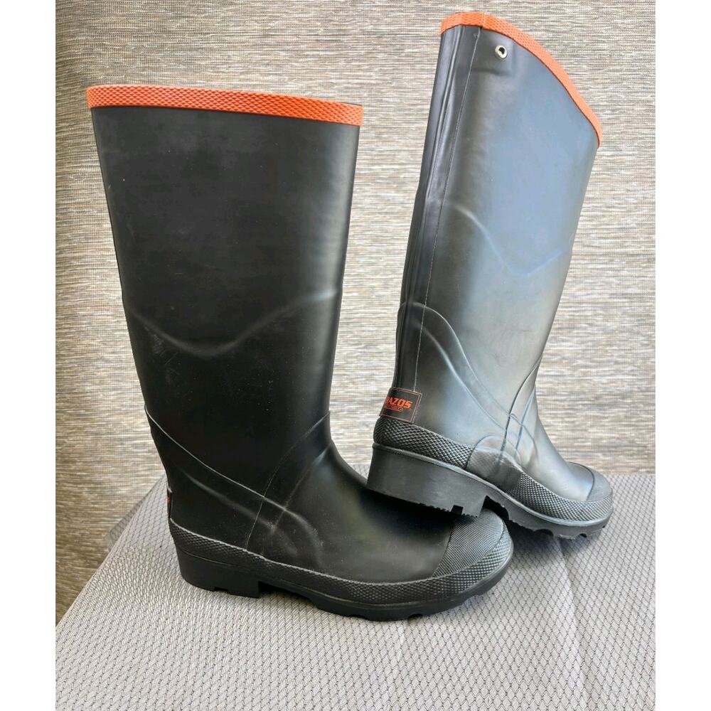 Brazos Waterproof Rain Work Steel Toe Boots Mens Size 10 Black FWBWRB1035 NEW
